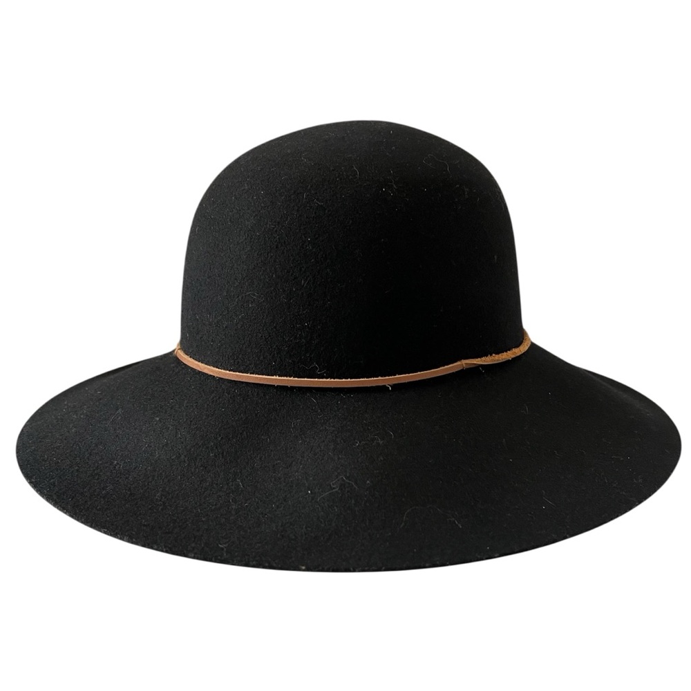Phenix 100% Wool Wide Brim Floppy Hat Black Leather Trim New OS Western - Picture 10 of 12